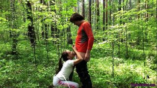 Amateur Brunette Suck Big Cock Stranger and Hard Pussy Fuck in the Forest Dlisted