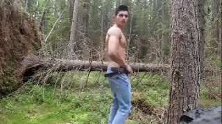 Vadia young hunk in woods Massive