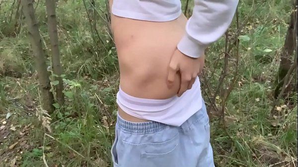 Cute Russian Boy Masturbating in a Public Forest and Pee Outdoors - 1