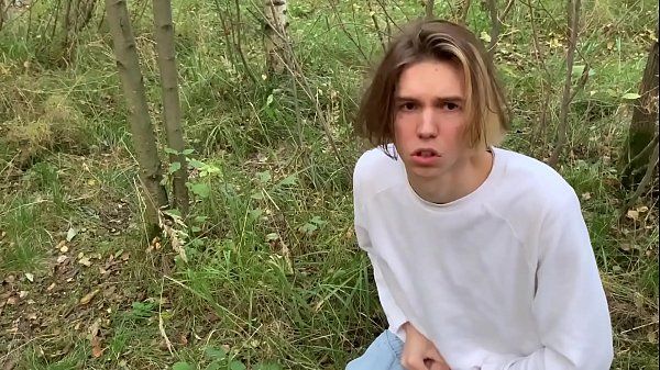 Cute Russian Boy Masturbating in a Public Forest and Pee Outdoors - 2
