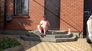 iDope Naked BBW with fat pussy smokes outdoors and at home....