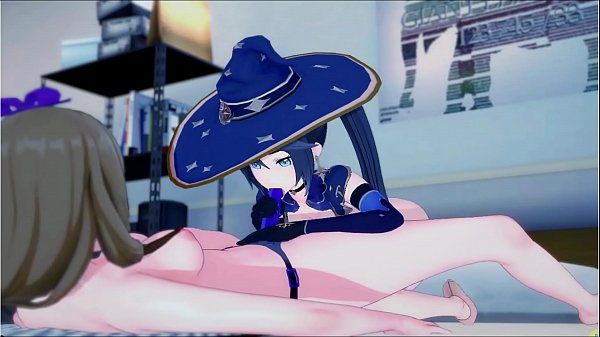 Genshin Impact - Lisa fucks Mona with a strapon dildo until she cums. Video gam hentai. - 1