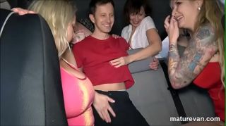 Huge Boobs Boy gets to fuck 4 ladies in the MatureVan Dutch