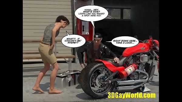 Pleasing of Gay Biker 3D Cartoon Comics - 1