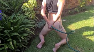 XerCams Hosing my ass and cunt out in the garden Brazil