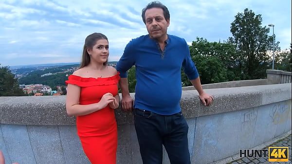 HUNT4K. Prague girl in beautiful red dress takes it off for cash with step dads permission - 2