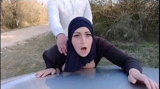 European Porn This muslim bitch gets her pussy and ass filled while her husband waits for her in the car !? Real