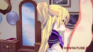 Stepsiblings Genshin Impact Hentai - Fischl having sex and enjoy doing a blowjob and being fucked with creampie 1/2 Blow Job Movies