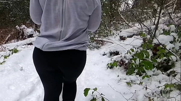 Mom Fat Booty Hit With Snowballs in Public 4k - 2