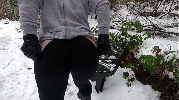 Mom Fat Booty Hit With Snowballs in Public 4k - 1
