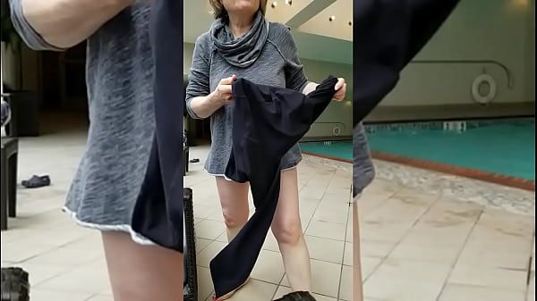 Sexy Grandma is Sexy at 66 in a black swimsuit - 1