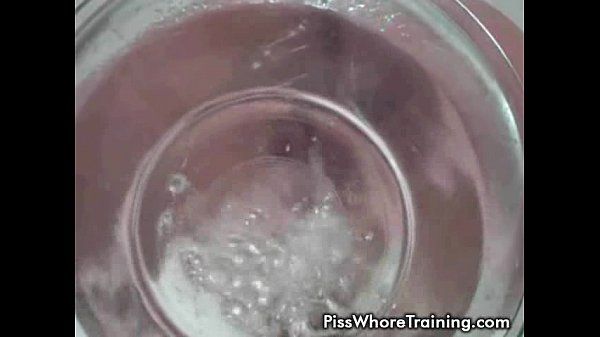Blonde piss whore drinks her own pee - 1