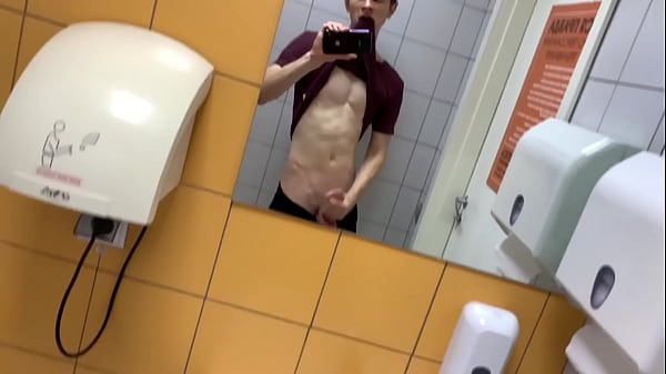 Streamate Hot Boy Jerkin off in Toilet at Gym (RISKY)/ almost Caught ! /hunks /cute Sperm - 1