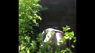 JockerTube She got horny in the garden and pussy fucked herslef with a dildo Natural Tits
