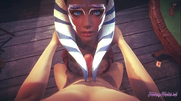 ChatRoulette Starwars Hentai POV Ahsoka 3D 4D - blowjob and fucked cowgirl stily with creampie Trap