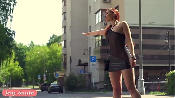 Summer Walk. Jeny Smith walking in public with the transparent dress and no panties - 2