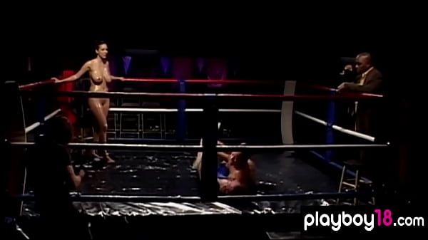 YoungPornVideos Muscular busty blonde mature beating a dude in the boxing ring MixBase