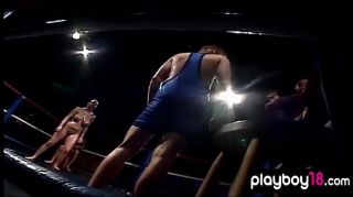 Twink Muscular busty blonde mature beating a dude in the boxing ring TonicMovies