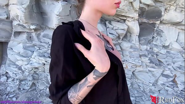 Tattooed Girl Fingering Pussy by the Sea - Outdoor - 1