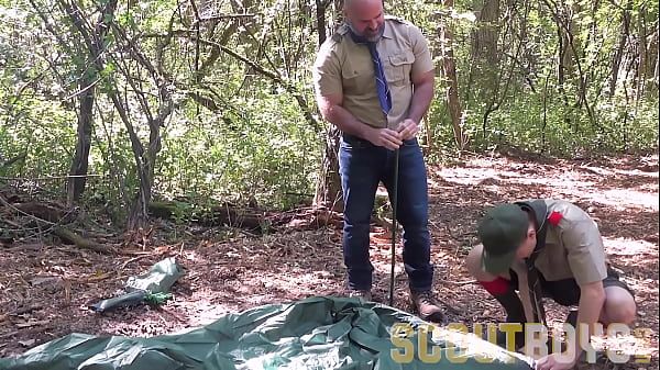 ScoutBoys - Dirty hung Scout leader barebacks scout in tent in forest - 1