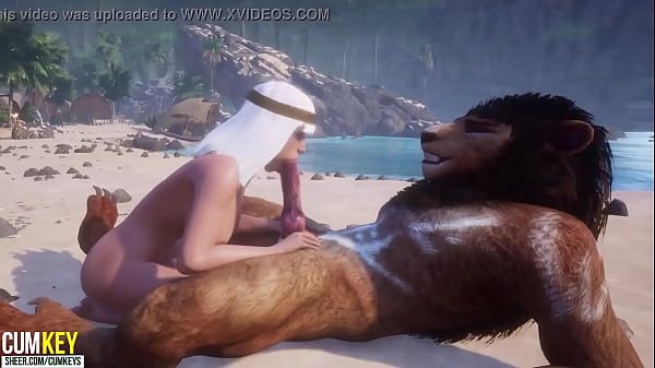 Busty bitch Breeds with Furry on the beach | Big Cock Monster | 3D Porn Wild Life - 1