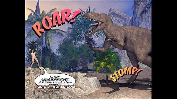 Pau Grande CRETACEOUS COCK 3D Gay Comic Story about Young Scientist Fucked by Hunky Primeva FuuKK