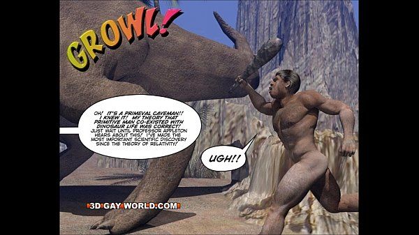 CRETACEOUS COCK 3D Gay Comic Story about Young Scientist Fucked by Hunky Primeva - 1