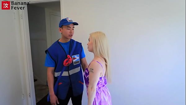 Unemployed Blonde Bimbo Gets Offers By Banging Asian Mailman - BananaFever - 1