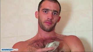 Satin A sexy Sport guy get wanked under shower! Coed