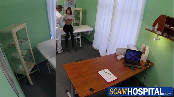 Hot brunette Evans gets cured by having sex with the pervy doctor in the table - 1