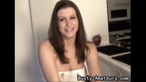 Busty amateur Sara jiggling her boobs on her interview - 2