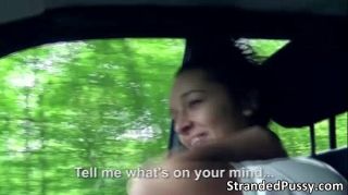 Scene Stranded brunette Vanessa gets banged in the backseat...