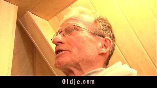 Horny blonde teen fucked by two nice grandpas - 1