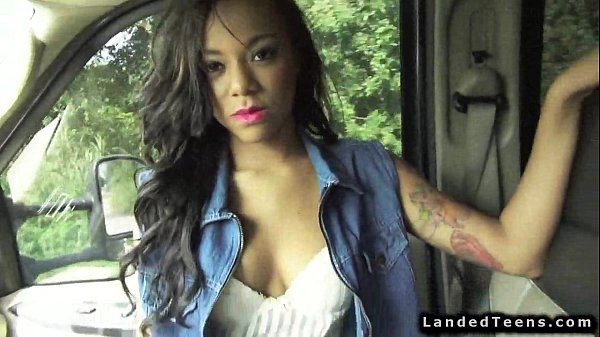 VirtualRealGay Ebony teen hitchhiker flashing boobs on the streets Sexcams - 1