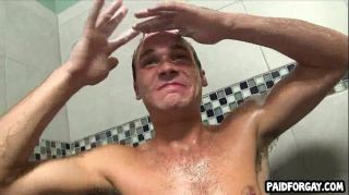 Lez Hardcore Two straight hunks showering together for...