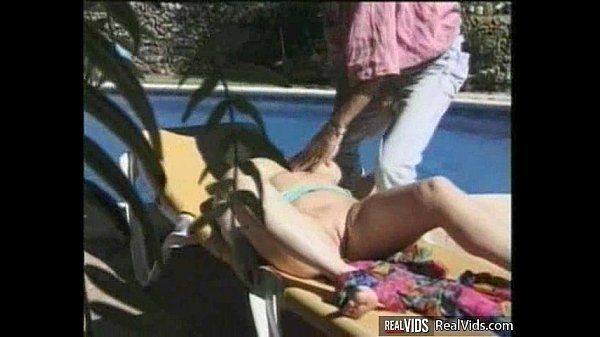 BBW blonde gets banged near pool - 1