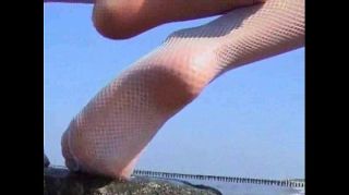 Muslima young innocent brunette plays outside at the beach Follando