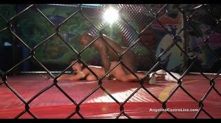 Transgender Angelina Castro takes on Nat Turnher Big cock in a Fighting cage! Camdolls